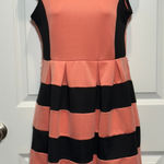 Beautees Coral Black Striped Fit Flare Dress Juniors 14 Retro Glam Party Peach Orange Photo 0