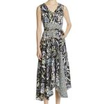 Calvin Klein Calvin Klein Mixed Floral Print Hanky Hem Chiffon Sleeveless Midi Dress Size 14 Photo 1