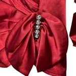 VTG Y2K J.R. Nites Red Satin Wrap Blazer Blouse Rhinestone Bow Evening Top 10P Photo 8