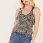 Free People  High Tide Cable Knit Sweater Vest Tank Top Scoop Neck Top Gray SMALL Photo 0
