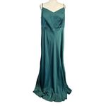 Birdy Grey Satin Maxi Dress – 1X – Emerald Green Formal Gown Holiday Party Photo 1