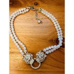 Eye Candy Los Angeles Agate Double Panther Head Crystal Pave Necklace Gold Tone Photo 10