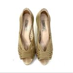 Prada gold Beige Leather Strappy Open Toe Platform heel Pumps size 35.5 Photo 1