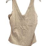 Woolrich  women’s tank stone color with tiny design circles of blue shades size M Photo 0