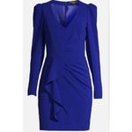 Parker  Black Label Clinton Cobalt Blue Ruffle Fitted Sheath Mini Dress Size 2 Photo 9