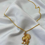 Vintage 90s Dainty Gold Toned Turkey Pendant Necklace 20" Photo 0