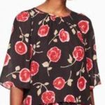 Kate Spade  Hazy Rose Double Layer Top In Black Floral Print Size Small‎ Photo 0