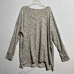 American Eagle  Outfitters Blouse Top Womens Medium Beige V-Neck Leopard Pullover Photo 0