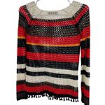 Amisu  Colorful Striped open Knit crochet Sweater tassels fall coverup S neutral Photo 0