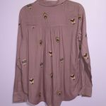 Anthropologie  County Fair Button Up Top Women Size 8 Hot Air Balloon Embroidered Photo 5