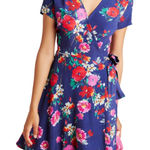Yumi Kim  Kennedy Sunny Side‎ Navy Floral Wrap Dress Short Sleeve Size Small Photo 0