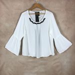 Ny Collection  Plus Size Bell Sleeve White Blouse NWT 1X Photo 2