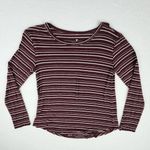 American Eagle AEO  Womens Soft & Sexy T Size S Dark Red White Stripes Photo 0