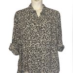 Jones New York  Black and White Leopard Print Button Down Shirt Photo 1