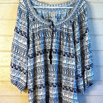 Faded Glory  Blue and White Smocked Blouse Photo 0