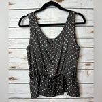 Violet+Claire 🌱 Grey and Pink Polka Dot Sleeveless Peplum top Size M Photo 1