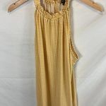 Adrianna Papell  Yellow Gingham Print Ruffle Neck Sleeveless Blouse Size Medium Photo 0