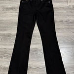 Cache  Black Bootcut Jeans Faux Leather Trim Mid Rise Women 8 Flare Leg Pants Photo 0
