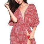 Victoria's Secret Victoria’s Secret Red Hearts Satin Tie Front Short Sleeve Kimono / Robe Size OS Photo 0