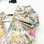 ZARA  Womens Cottagecore Spring V-Neck Puff Long Sleeve Floral Blouse Size‎ XS Photo 5