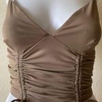 Better Be | Brown Tan Cinched Tie Sleeveless Crop Top | Small Photo 0