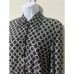 Laundry by Shelli Segal  Black White Geometric Print Long‎ Sleeve Shirt S Photo 1
