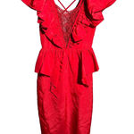 VTG Climax 80s‎ David Howard Red Party Prom NYE Dress Ruffles Dramatic 3/4 *XXS Photo 0