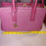 Michael Kors Laila Satchel Bag Small Mulberry MK Logo Print Adjustable Strap Photo 4