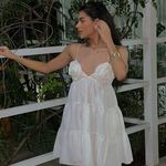 ZARA  dress mini Boho floral ruffle Poplin flowy cotton white summer vacation  Photo 6