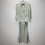 Alex Evenings Sage Green Sequin Jacket Top Pull On Skirt Dress MEDIUM PETITE Photo 2