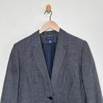 Ann Taylor  Black and Navy Micro Plaid Linen Blend Single Breasted academia Photo 2