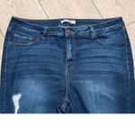 Refuge Plus Women Dark Wash Distressed Skinny Jeans Size 16 1X Ripped Stretchy Blue Photo 1