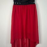 Mod Modele Strapless High Low Dress Small Black Red Chiffon Formal Party Gown Photo 2