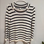Chico's Black and White Striped Cowl Neck Sweater Photo 3