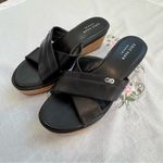 Cole Haan “Briella Grand Wedge” black leather sandals with cork sole size 6 Photo 5
