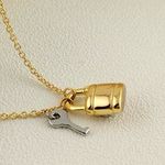Coach  Signature Padlock and Key NecklaceGold Chain and Silver Key Photo 2