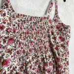 Old Navy  XL Pink Floral Minidress Linen Smocked Pockets Tank Cottage Summer Cute Photo 5