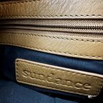 Sundance Leather Shoulder Bag Purse Zip Closure Lined Solid Casual Tan One Size Brown Photo 2