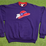 Vintage Grandma Sweater Md Crew Neck Mock Neck Purple Morning Sun Top Stitch USA Size M Photo 0