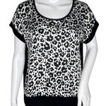 Sympli Shirt Womens 4 Black White Animal Print Satin Dolman Top Bold Edgy Unique Photo 0