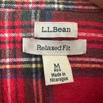 L.L.Bean | Women's Red Plaid Relaxed Fit Button Down Flannel Shirt | Medium Photo 2