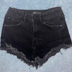 ZARA  Jean Shorts Black Distressed Photo 0