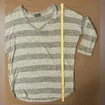 Market & Spruce  Women’s Knit Top Grey Stripe 3/4 Sleeve Size L Photo 5