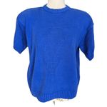 Nordstrom 90s Vintage Short Sleeve Crew Neck Sweater Blue Size Medium Photo 2