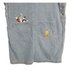 Vintage Looney Tunes 90s Sleeveless Pinstripe Denim Jean Dress Size Large Blue Photo 3
