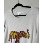 Coldwater Creek Elephant Sweater Womens Large Beige Floral Pullover Artsy Photo 1