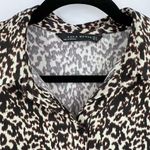 ZARA  Woman Cheetah Peplum Tunic Length Button‎ Down Blouse medium Photo 7