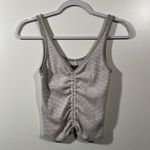 Abercrombie & Fitch Abercrombie White & Gray Striped Ribbed Tank Top Crop Size Small Y2K Photo 5