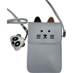 None EUC Cat Lanyard Crossbody Light Grey w/ Brown & Black Ears & Squishmallow Charm Photo 0