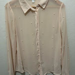 LC Lauren Conrad ✨ Pearl-Embellished Sheer Blouse – Women’s Medium✨ Photo 0